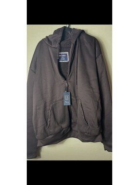 NWT Men's Sportwear Brown Hoodie Sherpa Lined 3XL